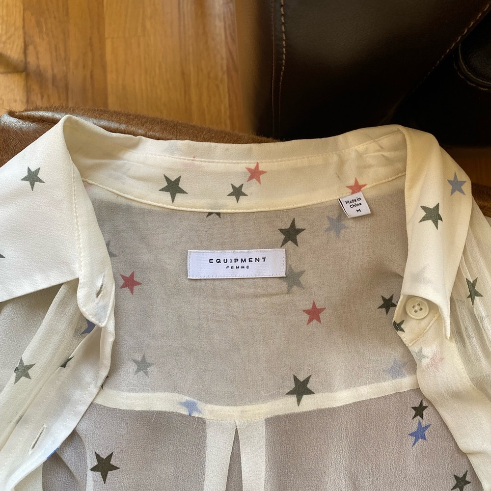 Equipment Star Patterned Sheer Blouse - image 6